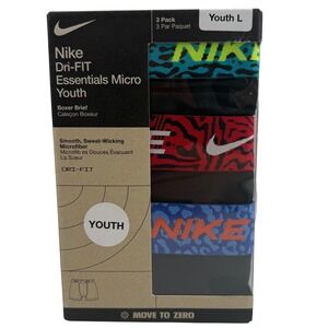 Nike Dri-FIT Essentials Micro Youth Boxer Briefs 3 Pack Black Multi Size L 14-16
